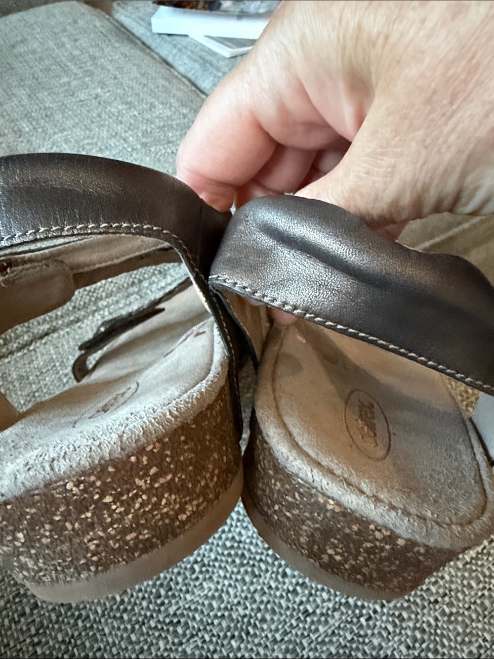 Aetrex Jillian Bronze Leather Braided Quarter Strap Orthotic Sandals Size 9.5 - Picture 7 of 9